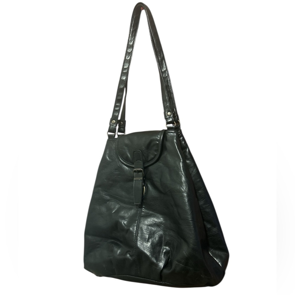 Vintage Capezio Large Leather Black Tote Hobo Shoulder Bag